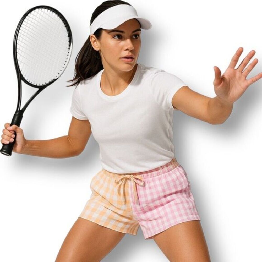 EleVen Venus Williams XL Cindy Shorts Pink Plaid Tennis Gingham Activewear‎ NWT